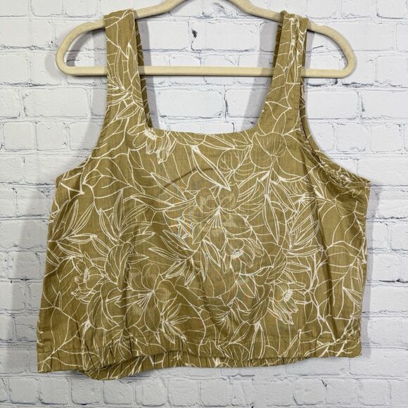 Ana a New Approach XL Crop Top Brown Floral Cottagecore Summer Boho Breezy - Picture 1 of 5